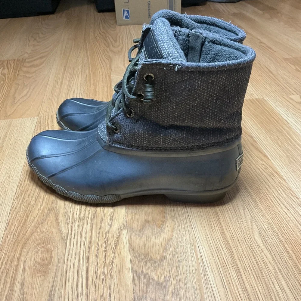 Sperry Saltwater Women Grey Waterproof Duck Boots STS81366 Rain Boots